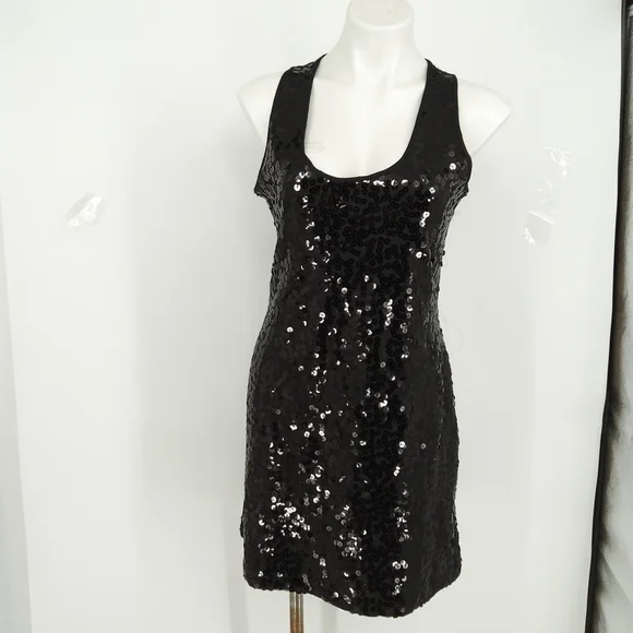 CALVIN KLEIN BLACK SLEEVELESS SEQUINED COCKTAIL DRESS SIZE 6 - Picture 1 of 7